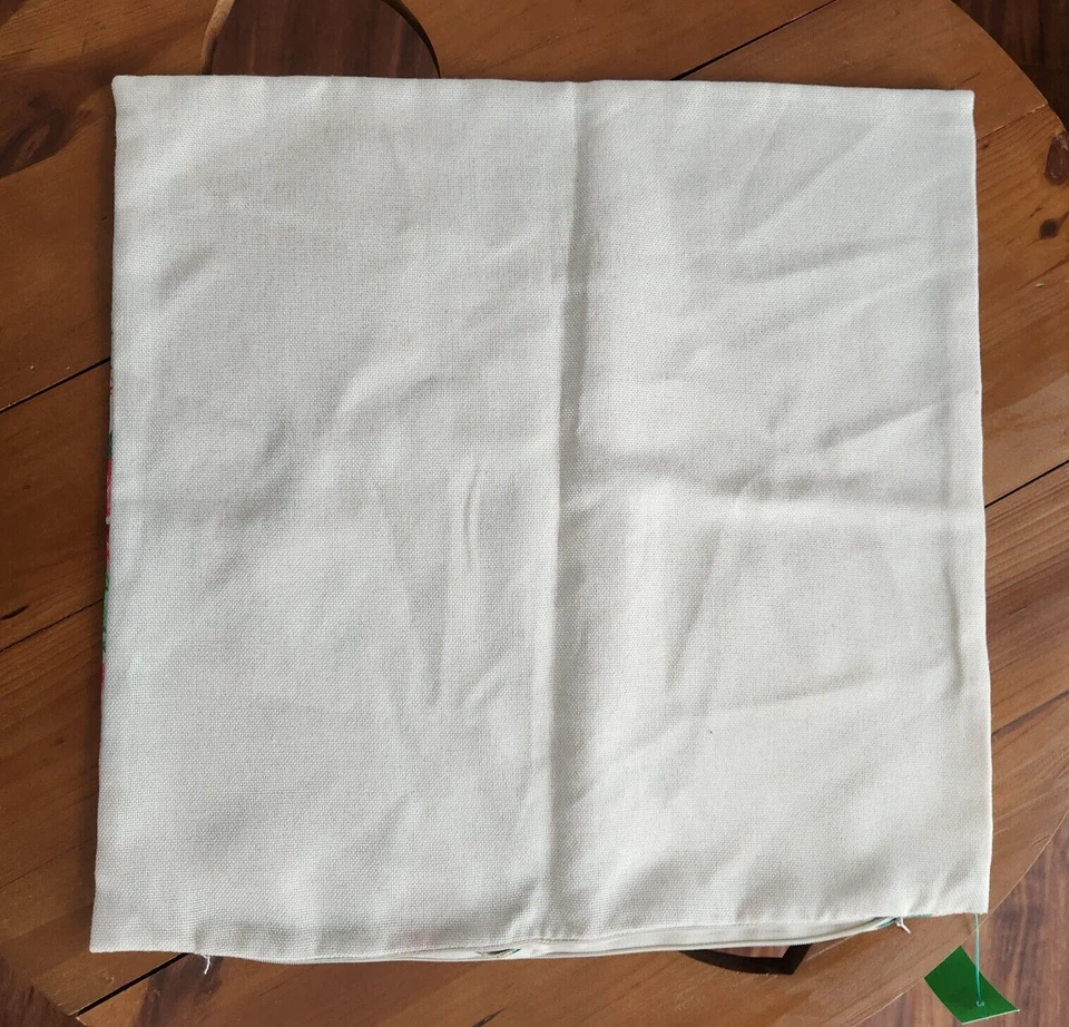 Funda de almohada cuadrada con cremallera floral tropical rosa tejido mezcla de lino 17”x17” nueva sin etiquetas Foto 2 de 3