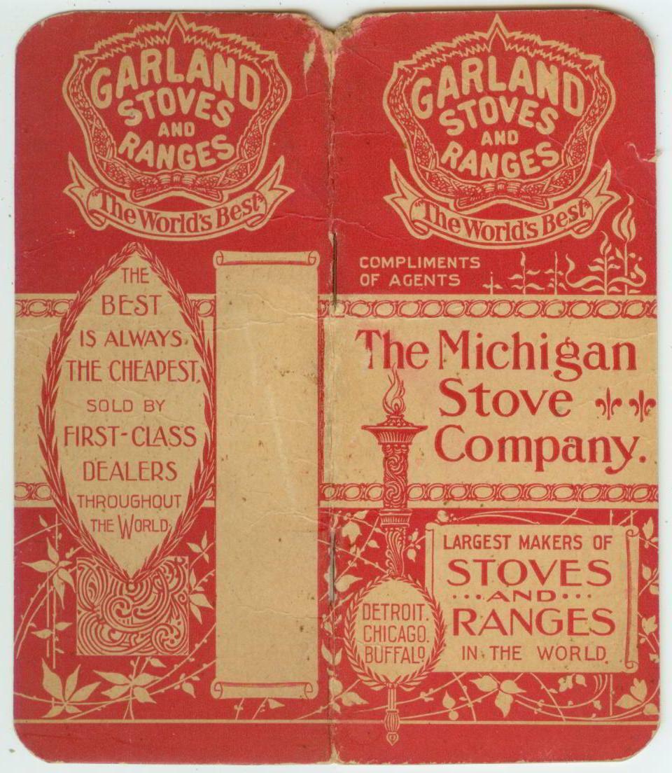c1902 Garland Stoves Ranges Michigan Stove Co ad pocket notebook eBay
