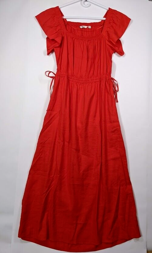 white christmas dresses Lace Trim Retro Red Dress with Puff Sleeves main image 1