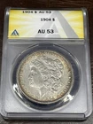 1904 MORGAN SILVER DOLLAR ANACS CERTIFIED AU53 - BETTER DATE - COLOR!