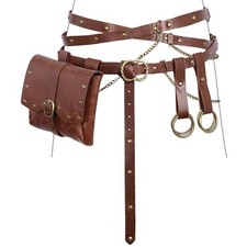 4PCS Renaissance Medieval DIY Belt - Adjustable Pirate Belt with Bag Skirt ...