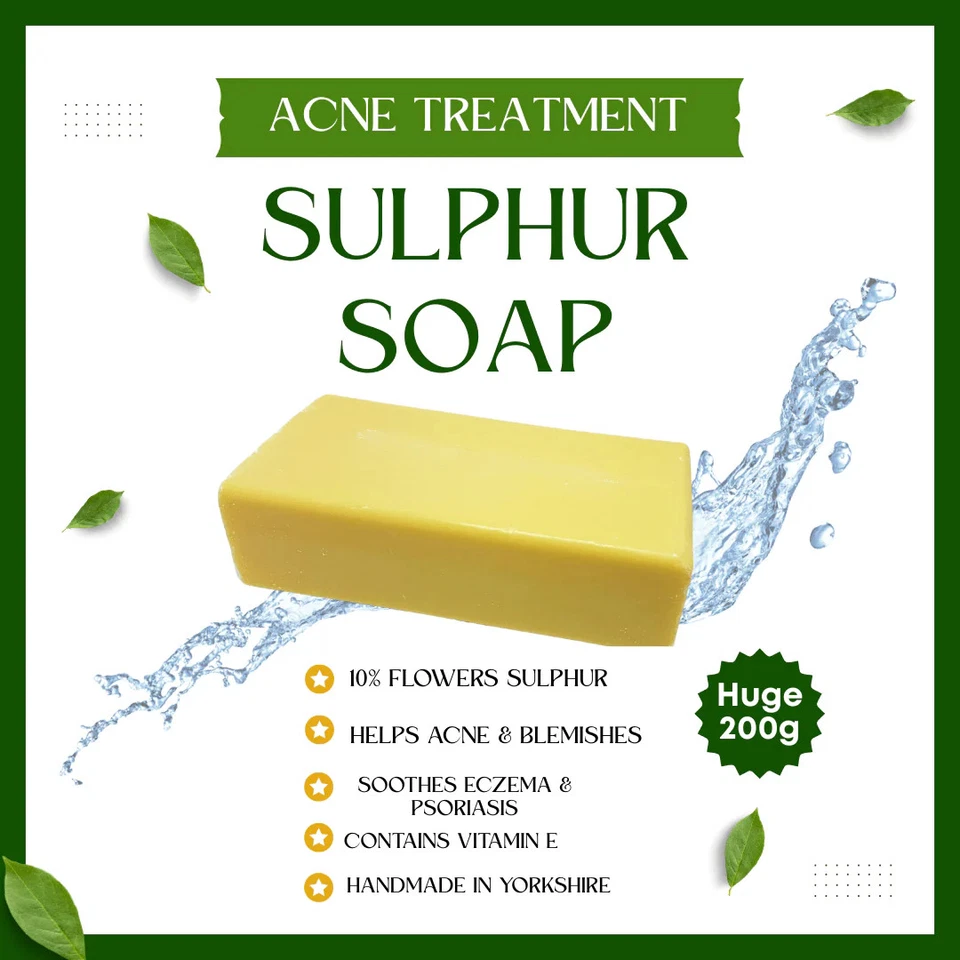 5 x Sulphur Antibacterial Skin Soap Anti Acne Natural Face Treatment 10% Sulfur - Image 2 of 4