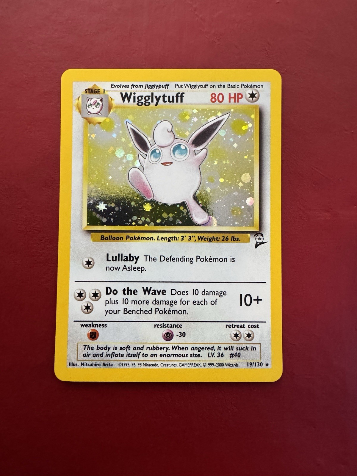 Wigglytuff 19/130 Holo Rare Base Set 2 Pokemon Card NM