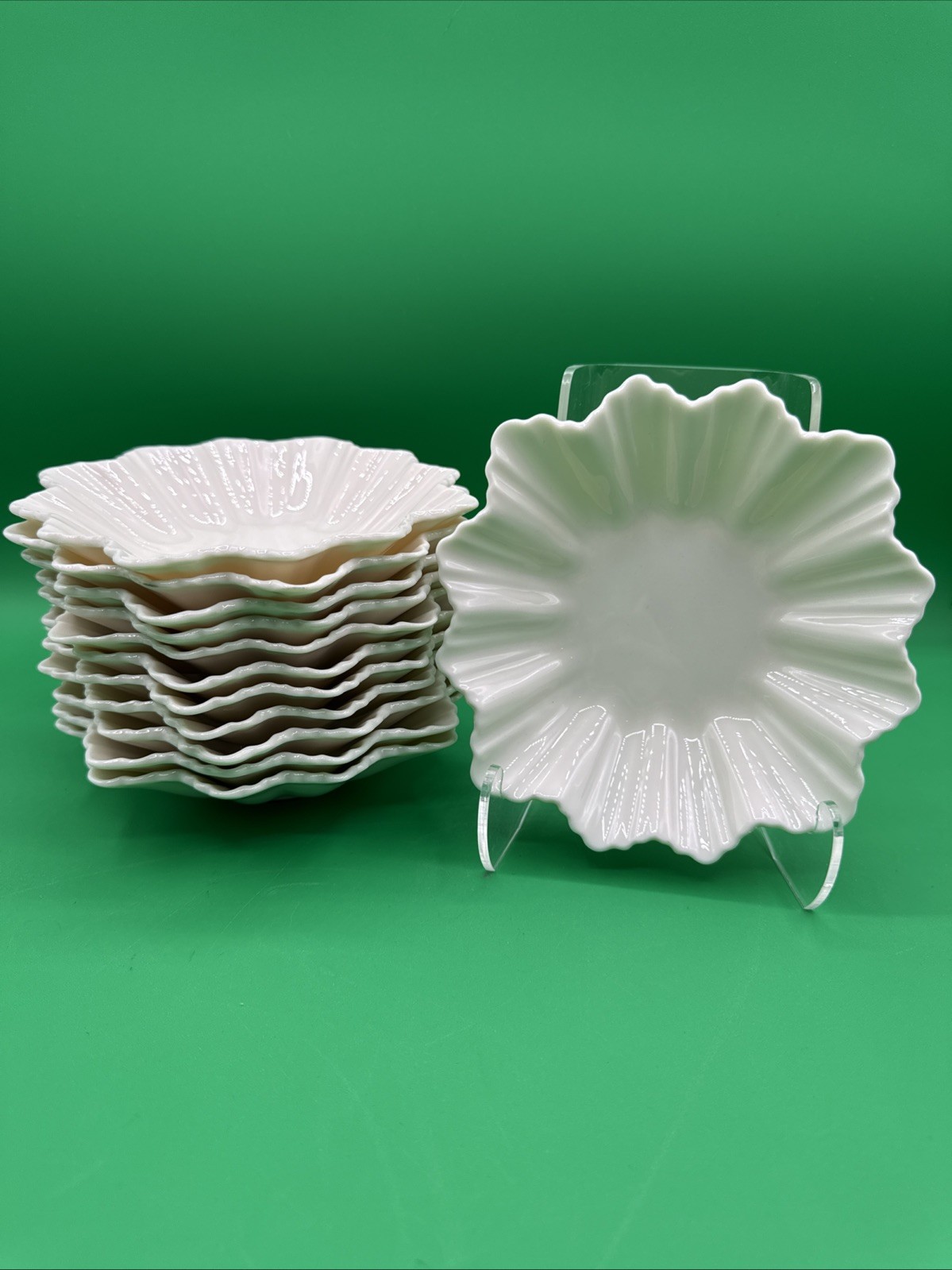 Of 12 Vintage Ivory Scalloped Candy Salad Dishes Usa Origina
