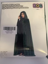 ROC PARTY Green Velvet Hooded Cloak for Adults Full-Length Medieval Cape XL