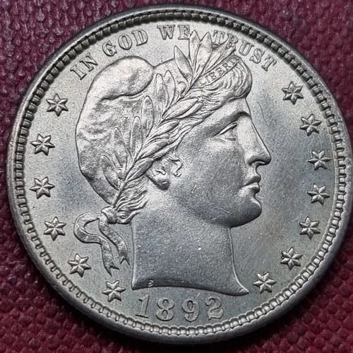 1892 S Barber Quarter 25c GEM Brilliant Uncirculated STUNNING BU UNC #94408