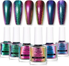 BORN PRETTY Chameleon Nail Polish 6 Colors Holographic Glitter Quick Dry Nail P