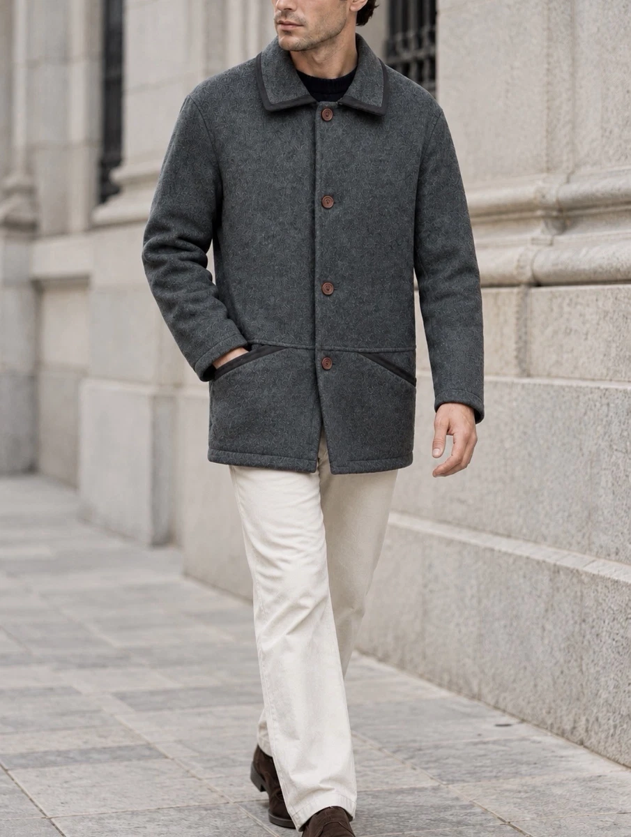 Burberrys Vintage Charcoal Grey Wool Blend Coat – Nova Check Lining