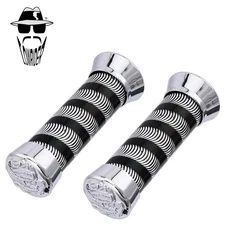 Original Lowrider 7/8" Swirl Grips – Eagle End Caps – Black/Chrome Crescent Moon