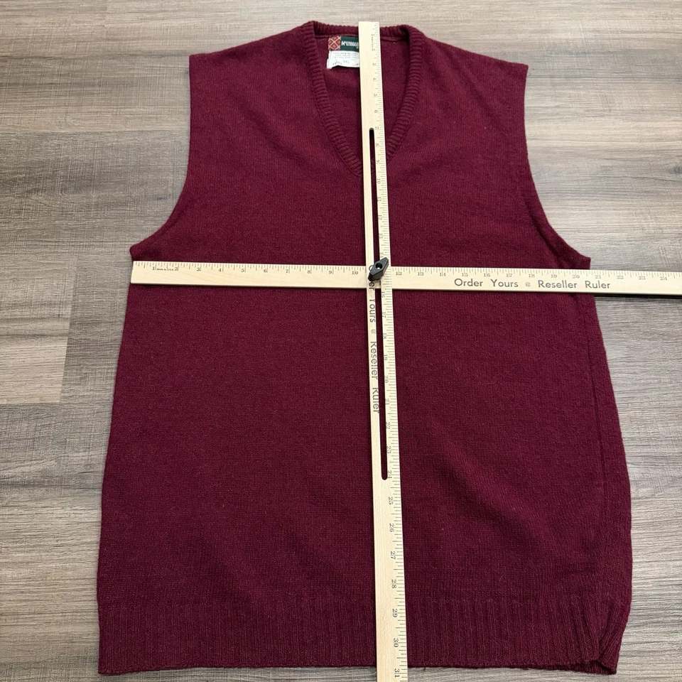 Chaleco Suéter McGregor De Colección 75% Lana Shetland Tejido Rojo Borgoña Para Hombres 2XLT Foto 4 de 4