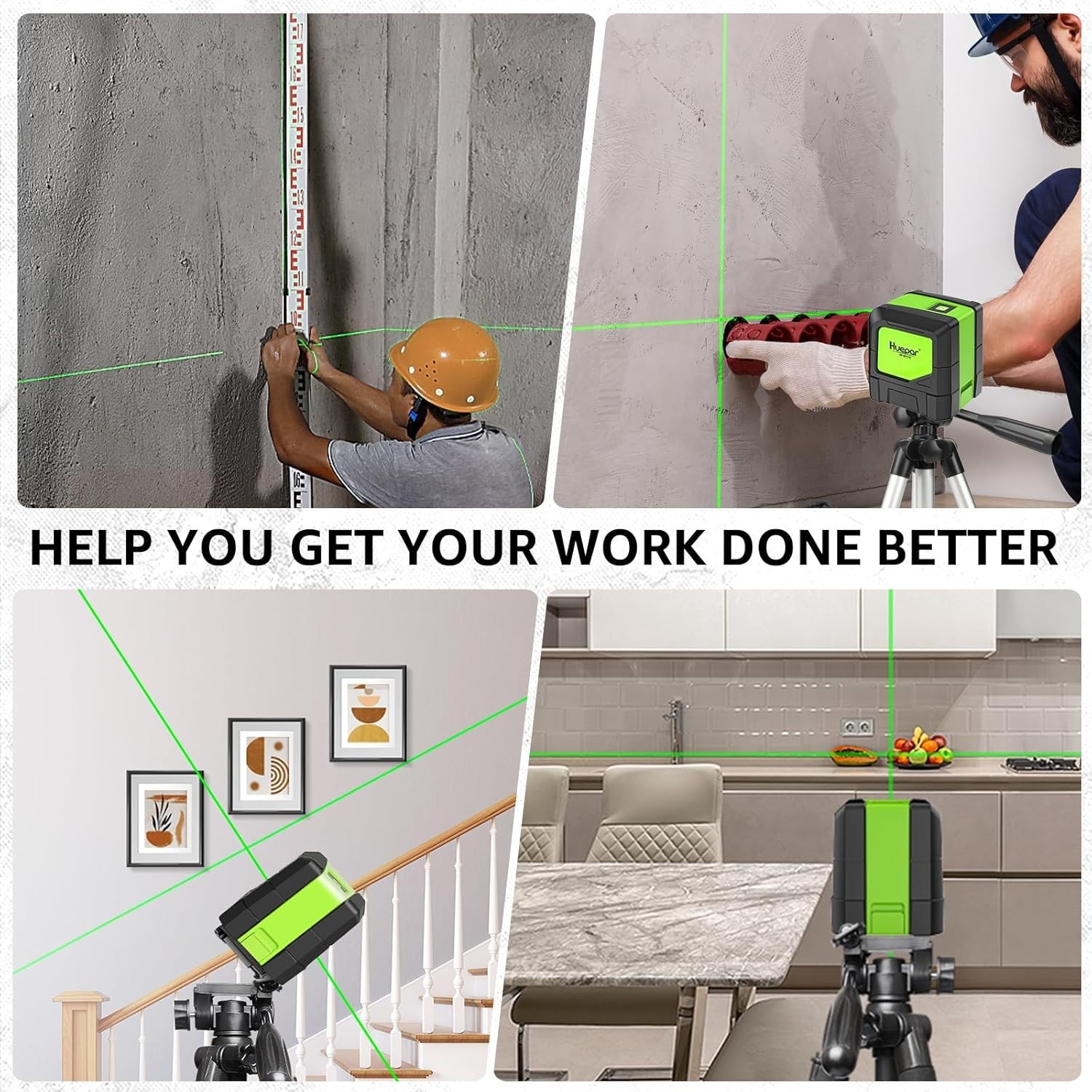 Bright Green Cross Line Laser Level - Self-Leveling & Compact for DIY Projects