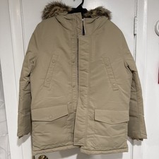 Polo Ralph Lauren Boys XL 18-20 Khaki Faux-Fur-Trim Down Parka Jacket NWT