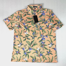 NWT Bad Birdie Core Polo Large Men  s Shirt Golf Flora Fiesta Short Sleeve