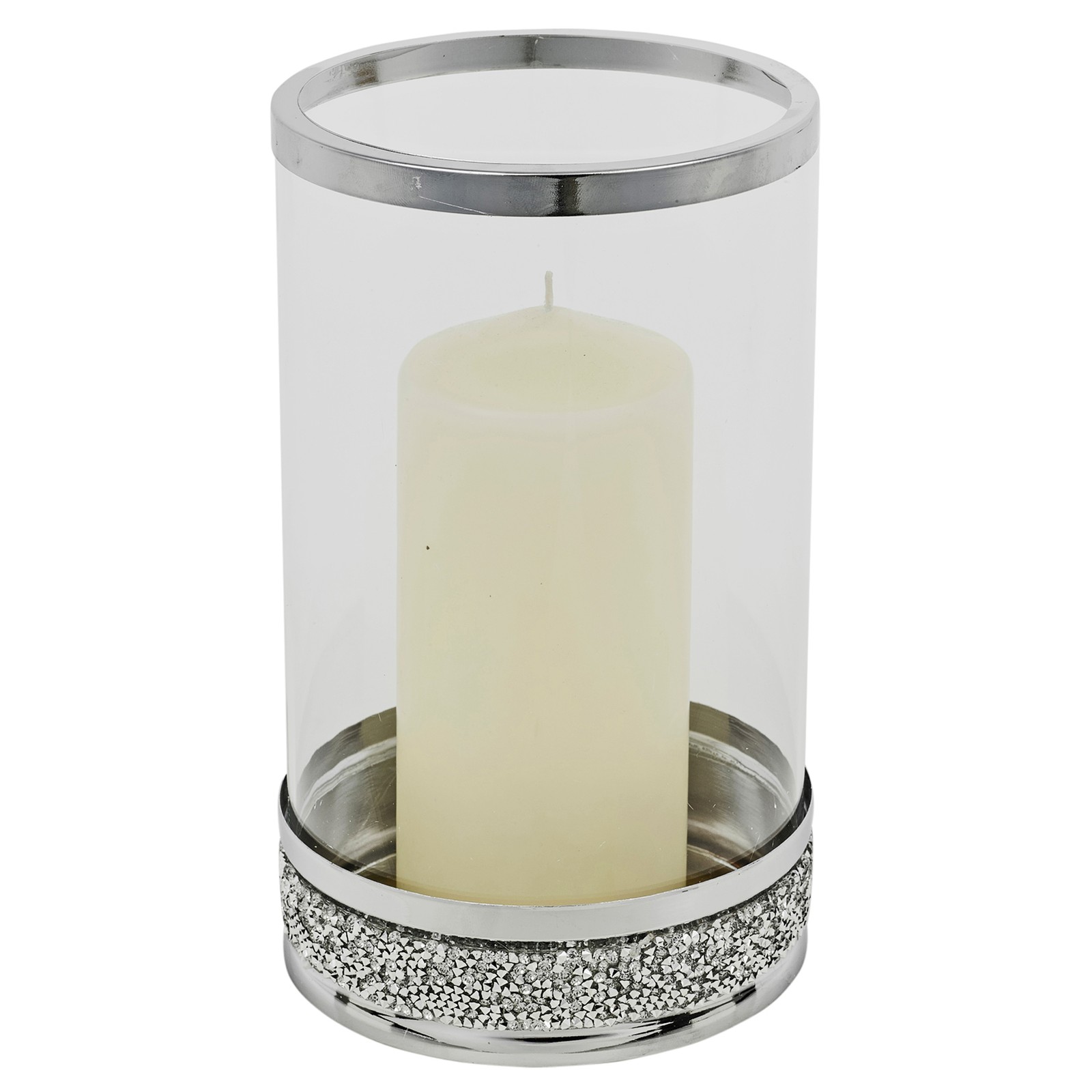 Clear Glass Candle Tealight Pillar Holder Diamante Base Home Décor Wedding Table