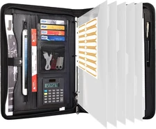 Eshow Portfolio Organizer - 3 Ring Binder with Black + 5 Clear Protectors 