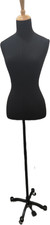 Linen Half Body Female Dress Form Mannequin W/metal rolling base, Black