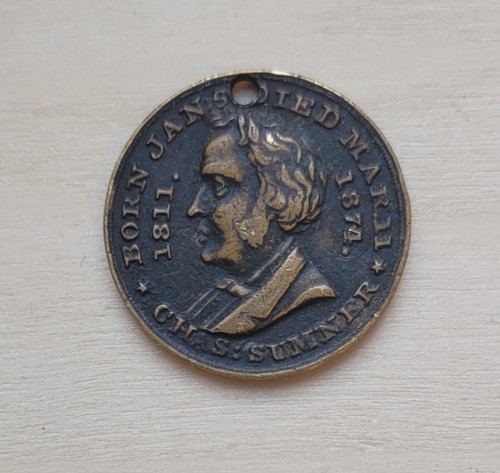 1874 Charles Sumner Civil Rights For All Senator Memorial Medal Anti Slavery