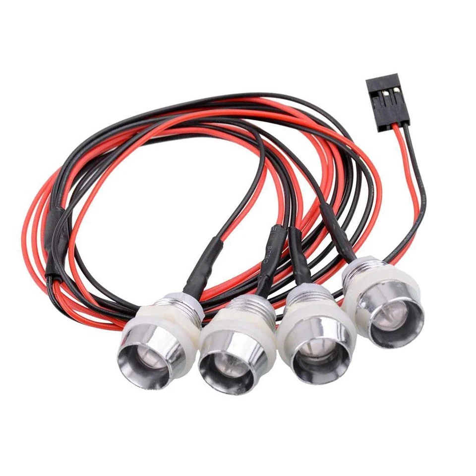 8mm 4 LED Lampada Del Faro Della Luce Per 1/5 1/8 1/10 1/12 1/16 RC Model Car - Immagine 2 di 4