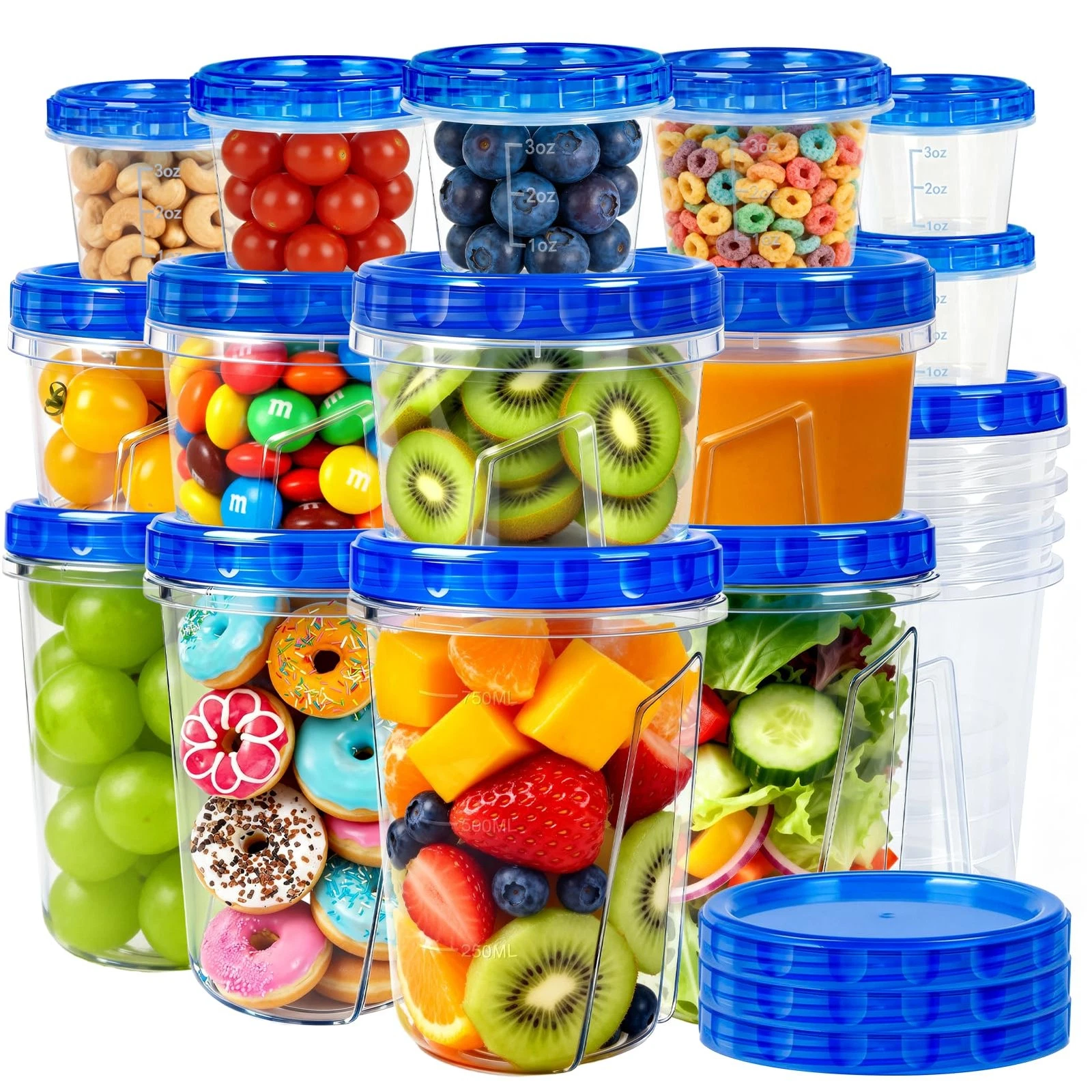 18 Pack Reusable Freezer Storage Containers with Twist Top Lids Airtight(34oz...