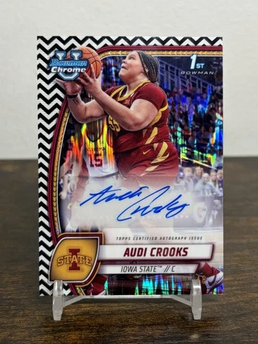 2024-25 Bowman Chrome University Audi Crooks #9 Black White Stealth 1st Auto /48