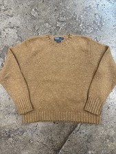 Vintage Polo Ralph Lauren Sweater Mens XL Brown Alpaca Wool Cable Knit Mocha