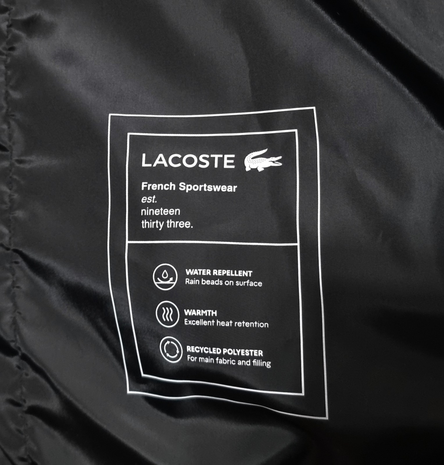 Lacoste Water Repellent Puffed Gilet  Black Men's Size FR 54 /L / BH6761-00-C31 image 5