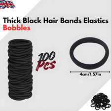 Thick Black Hair Bands Elastics Bobbles