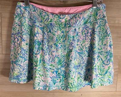 Lilly Pulitzer Surf Blue Soleil It On Me Print UPF 50+ Luxletic Aila Skort L