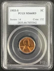 1955 S PCGS MS66RD Lincoln Wheat Cent 1c