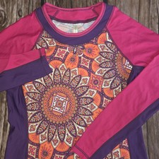 Helen Jon Long Sleeve Womens Rashguard Swim Shirt Large Floral