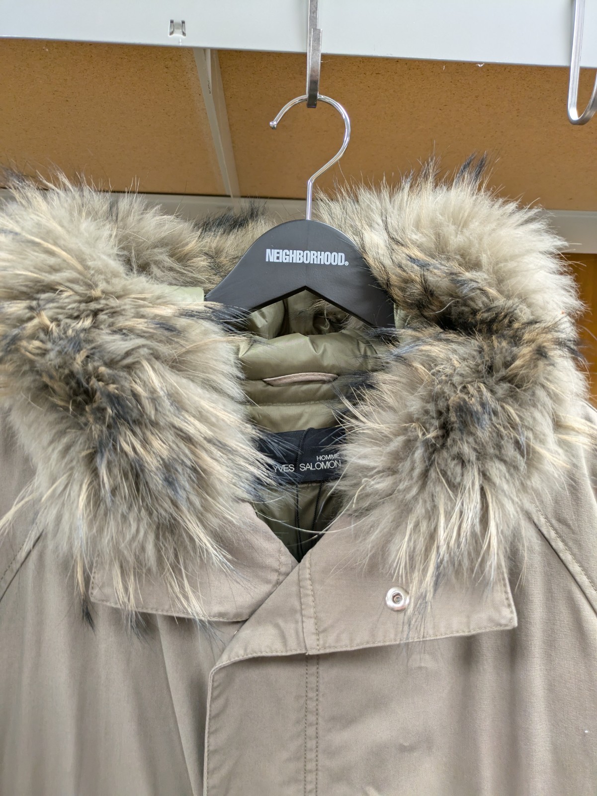 yves salomon parka verde militare giacca cappotto 54 OTTIME CONDIZIONI PELLICCIA XXL