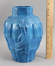 Antique Art Deco CURT SCHLEVOGT Ingrid Nude Women Art Glass Vase by ARTUR PLEVA