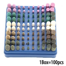 100 Pcs Wool Rubber Grinding Mounted Stone Polish Burr Bit Wheel For Rotary Tool