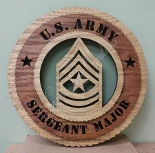US Army Sergeant Major Laser Cut 3D Wood Wall Tribute Plaque 11¼"