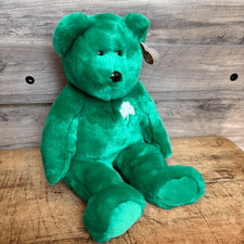 Vintage Ty Beanie Buddies 13" Erin Teddy Bear Shamrock St. Patrick's Day Irish
