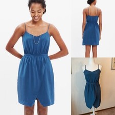 Madewell Blue 100 Silk Sandstar Mini Dress Wm 2 Adj Straps Cross Front Skirt