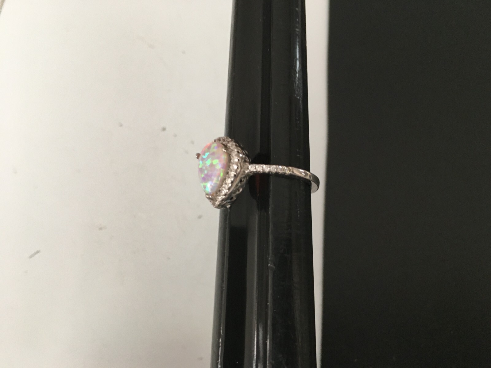 Light Blue Simulated Opal Heart Promise Ring - .925 Sterling Silver, Size 5