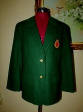 LIZSPORT PETITE SZ 8P VINTAGE GREEN WOOL/NYLON 2 BUTTON/3 POCKET LINED BLAZER