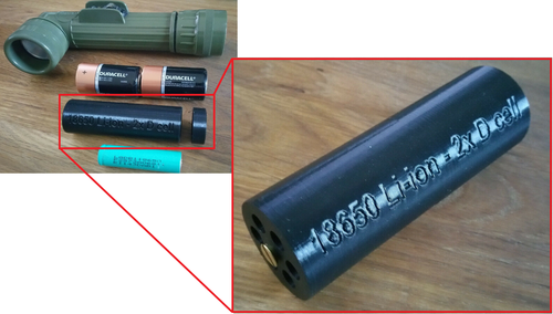 18650 Li-Ion to 2x D-Cell Battery Flashlight Adapter - Conversion - Nerf  Blaster