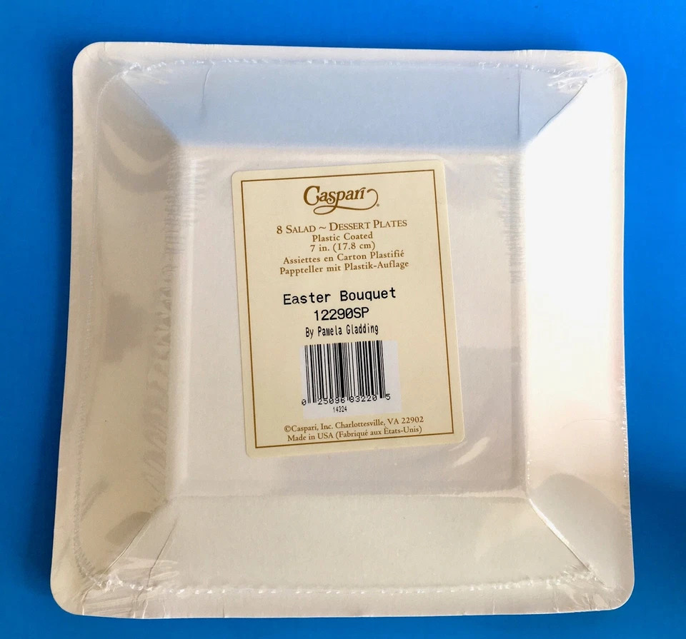 Platos de papel de Pascua Caspari tamaño postre, 2 paquetes de 8 (16), 7" hechos en EE. UU. Foto 3 de 4