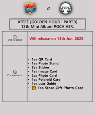 ATEEZ GOLDEN HOUR : PART.3 12th Mini Album POCA Ver/QR+Stand+