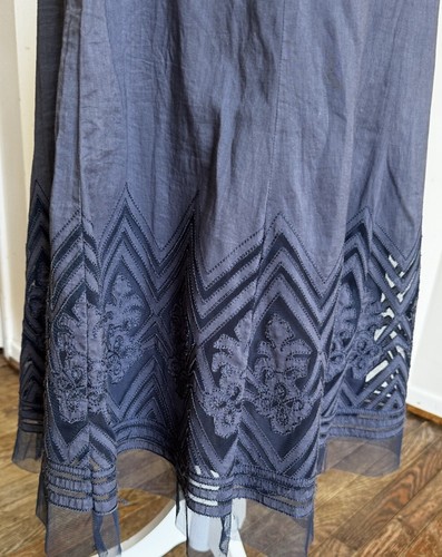 Vtg 90s Midi Skirt 8 Embroidered Cotton Tulle Whimsy Boho Country Cottagecore - Picture 22 of 22