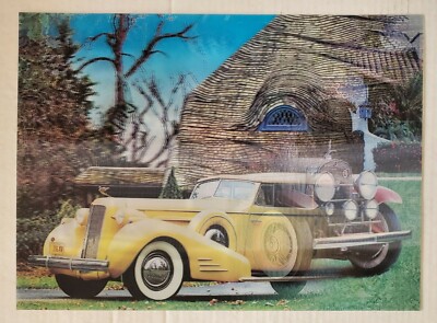 VINTAGE ANTIQUE CARS AUTOMOBILES 3D HOLOGRAM LENTICULAR PRINT LARGE NWOT