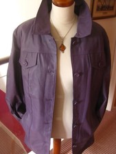 Purple Real Leather Jacket 20 Trucker Biker Coat Xl Soft Centigrade Handwash