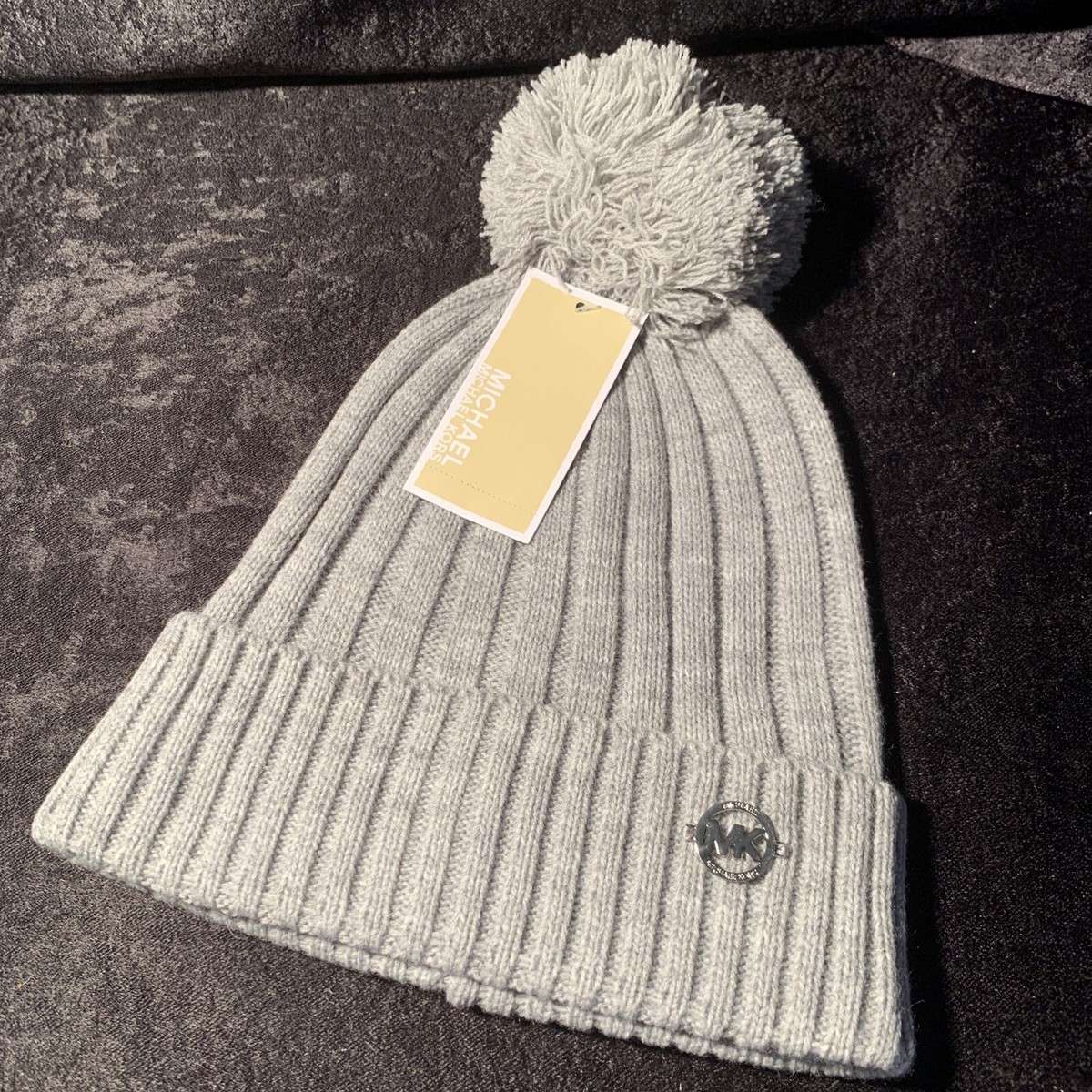 Michael Kors Beanie with Pom - Grey 100% AUTHENTIC Michael Kors Beanie with Pom Add a... | Depop main image 2