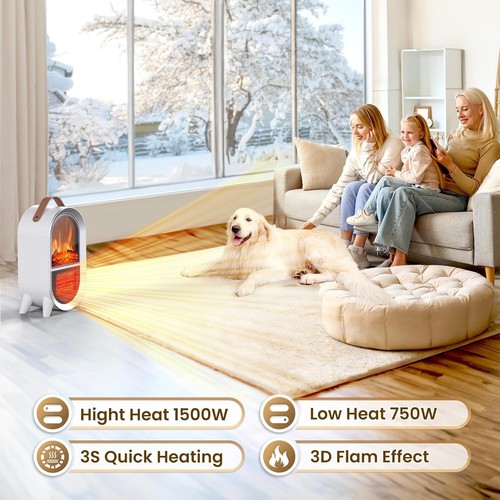 Compact Indoor Space Heater with Adjustable Thermostat and Tip-Over Protection - Picture 4 of 10