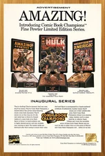 1996 Marvel Comics Pewter Statues Print Ad/Poster Spider-Man Hulk 90s Pop Art