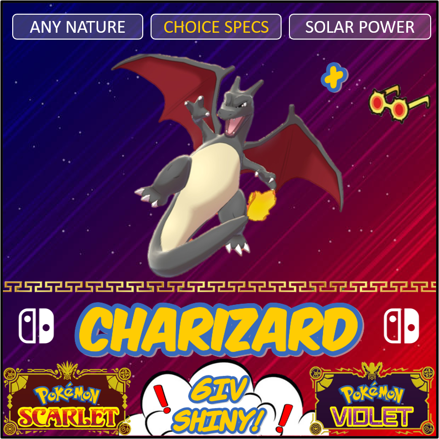 Pokemon Scarlet Violet 6iv Shiny Charizard W Choice Specs New Tera Raid Ebay