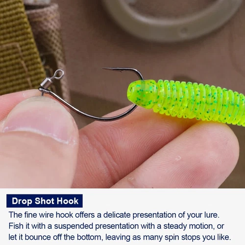 100PC 2/0# Drop Shot Hook Swivel Soft Lure Worm Hooks For Bass Carp Catfish HOT - Picture 7 of 11