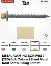 Metal Roof Screws Tan 2 Inch 4 250 Bags= 1000